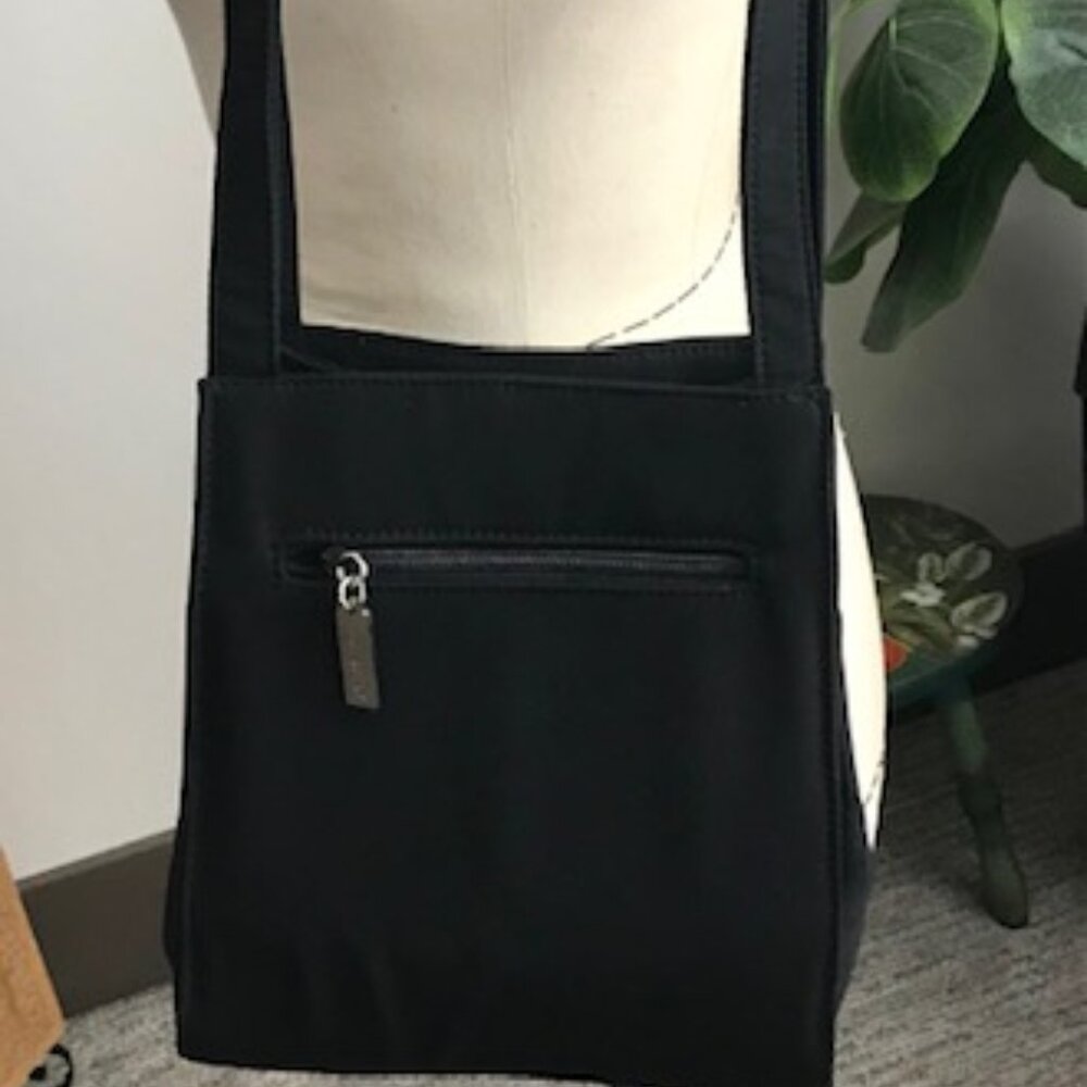 NINE WEST NEW RETRO DOUBLE-HANDLE RAYON STRUCTURED BLACK SHOULDER HANDBAG
